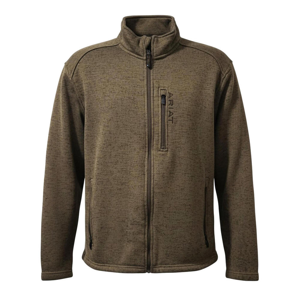 Ariat Caldwell Full Zip Sweater Mens Size Medium Heathered Brown Jacket